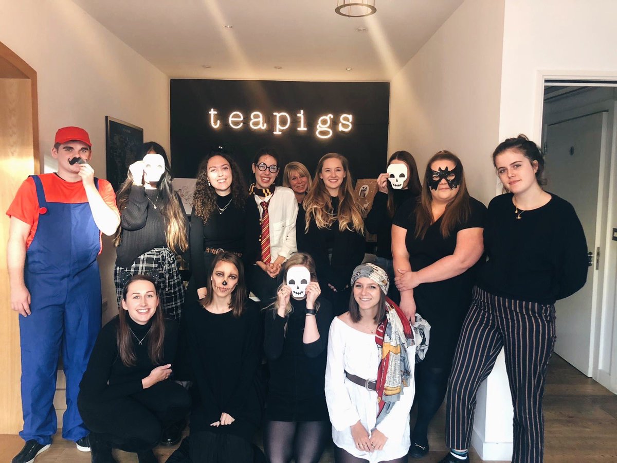 teapigs's tweet photo. On a day where everyone in the office wears cat ears...teapig Matt saved the day 😂 #wheresmario #Halloween https://t.co/rgzkSksjMZ