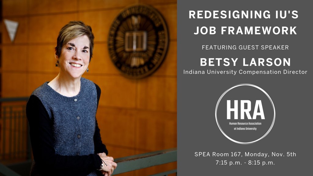 ☑️Don’t have plans Monday night? -SEE YOU THERE 
☑️Already have plans Monday night? -CANCEL THEM
🎉We are excited to host guest speaker Betsy Larson, who will be sharing her experiences as the Compensation Director for IU! We hope to see you there!!