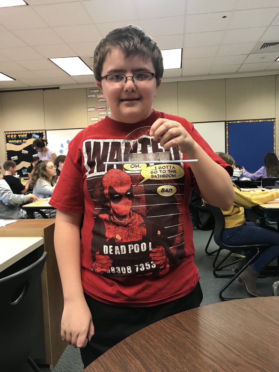 TeamNSIS's tweet photo. Bryce shows off the clinometer he created to measure the angular height of the Moon! Ss in @GonzeScience class are prepaing to create a Lunar journal to learn about the phases of the Moon! #futurescientists https://t.co/OWv9cUePhI