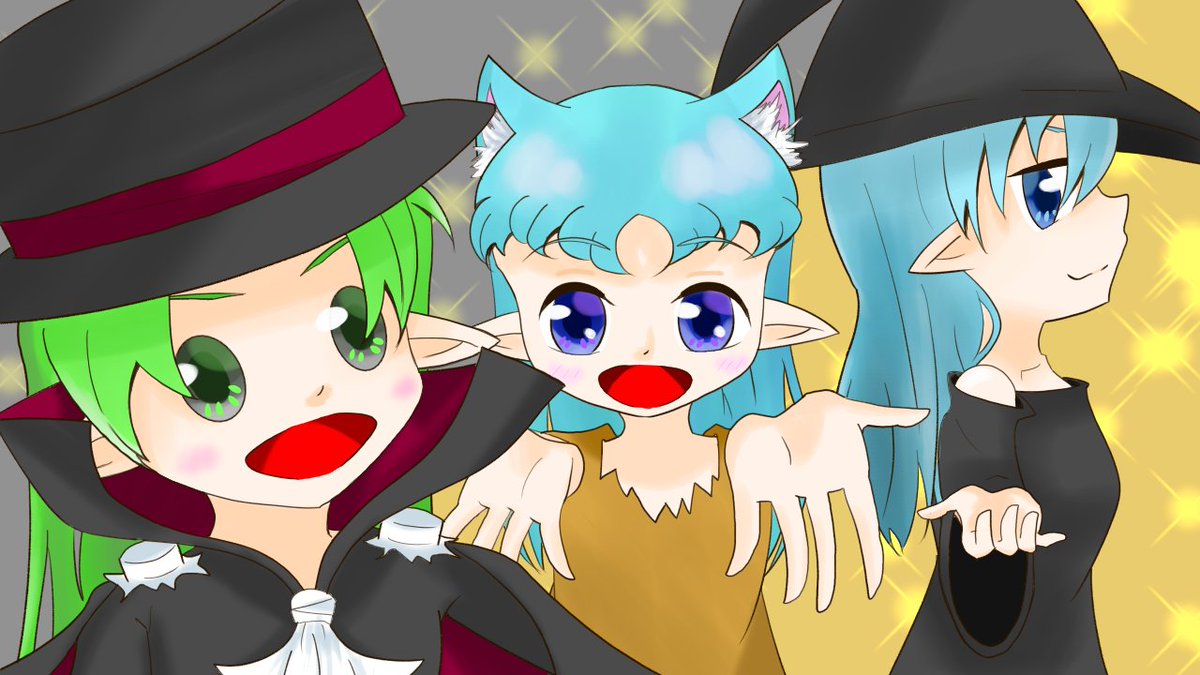 AI_spring04's tweet photo. #ハッピーハロウィン
#HappyHalloween
#絵描きさんと繋がりたい 

ハッピーハロウィーン！！

……ハッピーハロウィン？

出遅れた……完全に遅刻です
がんばって描いたから許して♡ https://t.co/Ex4faEO5qM