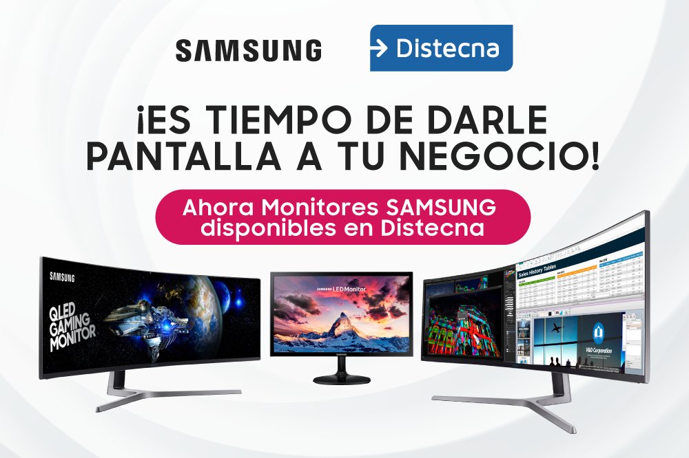 DistecnaChile's tweet photo. Distecna Chile ahora cuenta con amplio portafolio de Monitores Samsung. Productos Flat, Curved, Gamer &amp; UHD 4K, ideales para desarrollar oportunidades de negocio en convenio marco y el segmento corporativo. https://t.co/lnv8Ji99j1