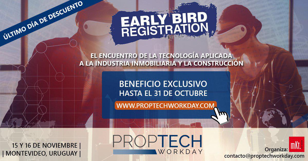 PrensaRE's tweet image. ULTIMO DÍA para registrarte online y obtener un descuento en tu entrada del #PROPTECHWorkday Mercosur.
15 y 16 de noviembre en Sinergia Design, Montevideo
Regístrate ahora: proptechworkday.com/#comoasistente
