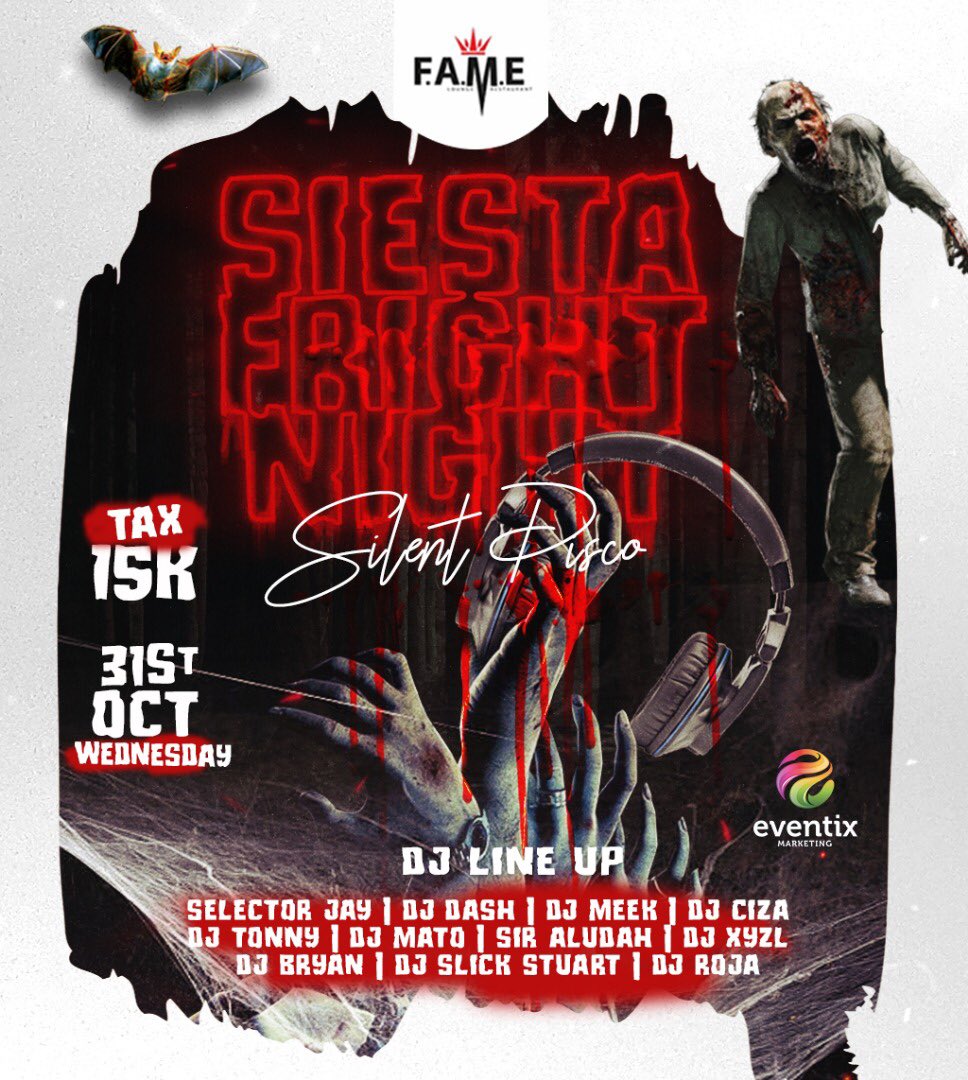 DjRoja's tweet photo. Fame lounge tonight ...official Halloween party ...ft yo top kla djs @DjAludah @JSelectorJay @deejay_meek #djmatto #djxyzl @djslickstuart #djtony @DJcity @Deejay_Bryan @DjRoja
S I ES T A F R I G H T N I G H T
#15k
🙏🙏🙏#Godspeed https://t.co/sckNEo3zdR
