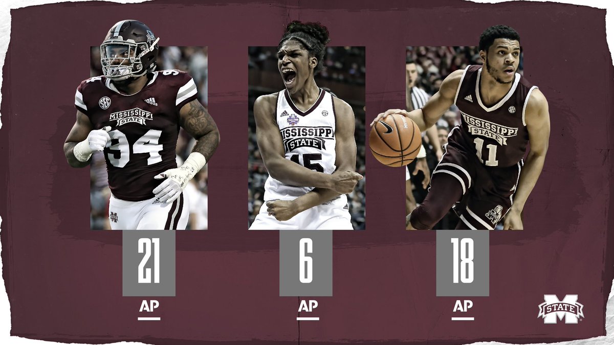 1⃣ of only 2⃣ Schools ranked in the current <a href="/AP_Top25/">AP Top 25</a> football, men's basketball and women's basketball polls. 

#HailState🐶