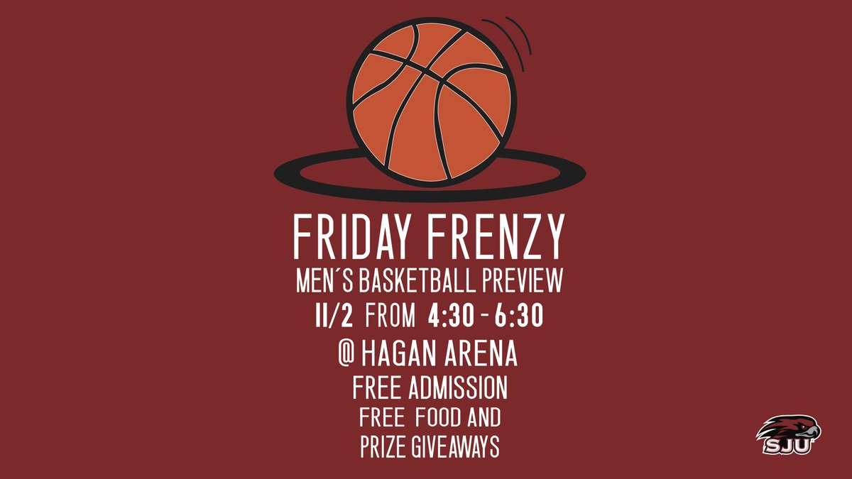 SJUHawks_MBB's tweet image. Join the Hawks and @54thAirborne for "Friday Frenzy" on Nov. 2- open practice from 4:30 to 6:30
#THWND