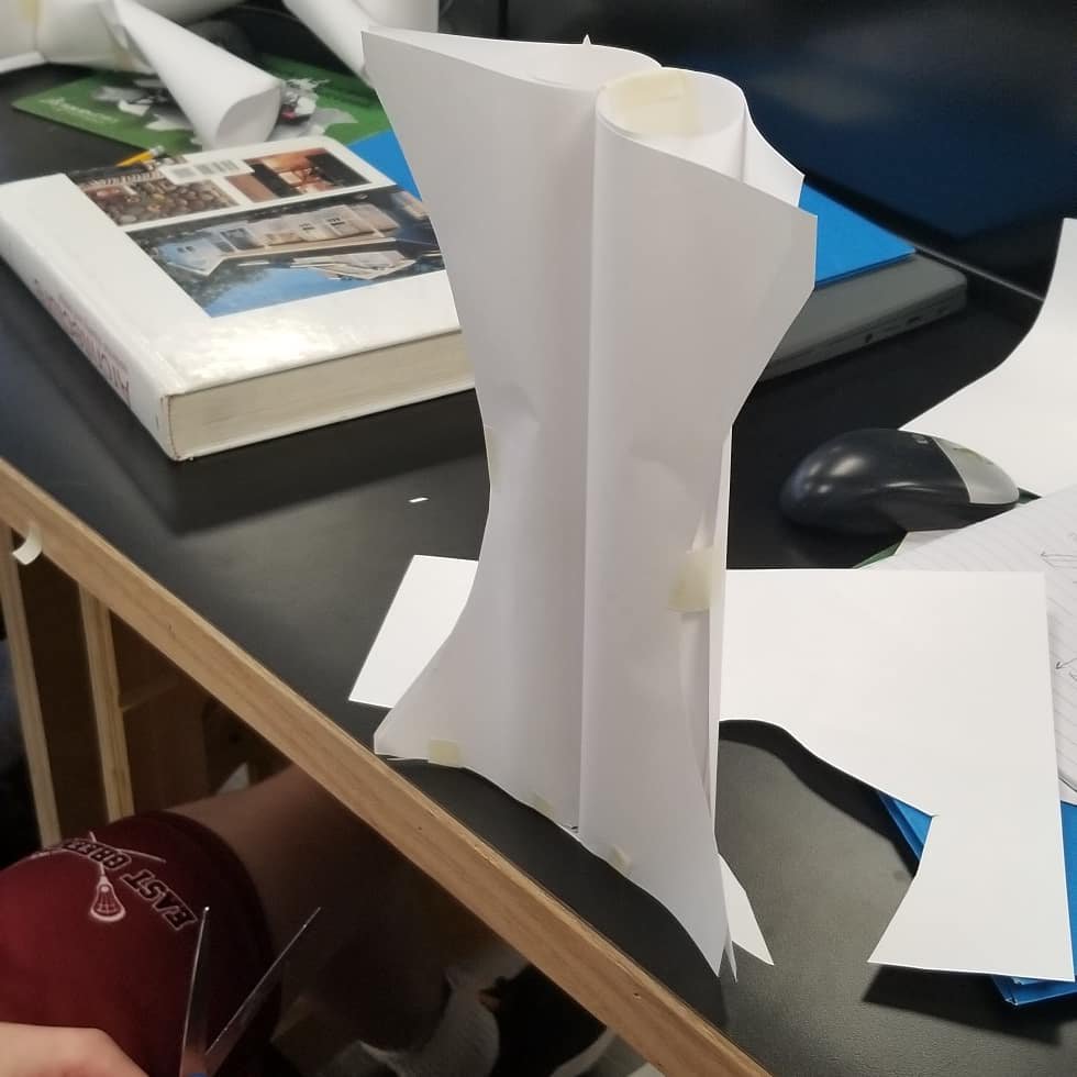 MrMacari's tweet photo. The Introduction to Engineering students are exploring how to counteract the forces that act on a structure.   They need to build a paper structure that will be in balence when a 5 lb load will be applied to it.  #shslegacy #Smithfieldcte https://t.co/UM6GninaCL