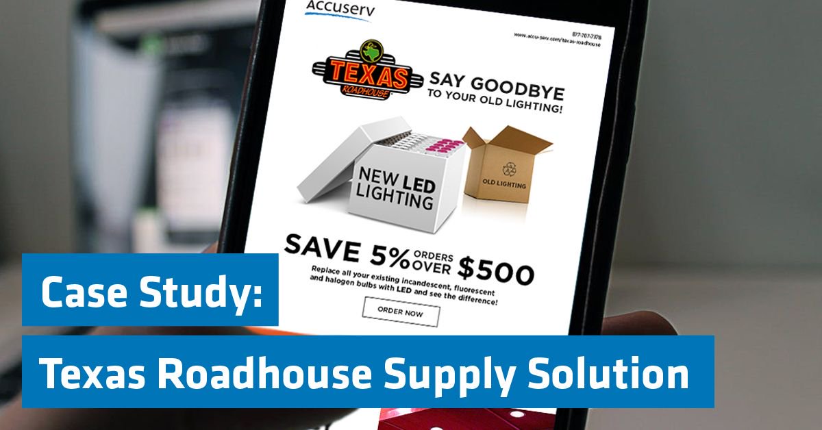 Accu_serv's tweet photo. We're saving Texas Roadhouse loads of time and money, and we can do the same for you! #supplysolution #procurement https://t.co/5T9oUohjXE https://t.co/AHyuJvsuX2