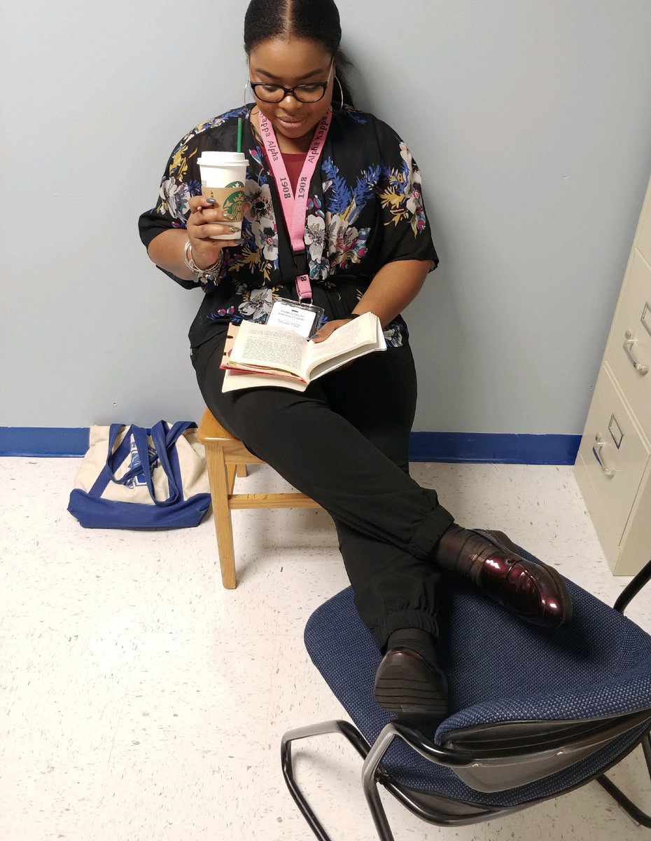 DearDrHenry's tweet photo. Look who got caught reading. I guess I got too comfortable, lol! #DEAR #ONEWestake @JKRobinsonEDU https://t.co/9ItWGHr1nR