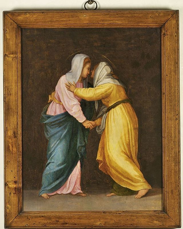 pontormoit's tweet photo. A few days ago we shared a picture of another #visitation by #pontormo, which our friend @patriciacini posted on her Instagram. Now she's found yet another one, a tiny panel that is part of the "Carro di San Giovanni" exhibited in #Florence at #PalazzoVe… https://t.co/Yr6hK1FzYw https://t.co/W62vFA9aKT