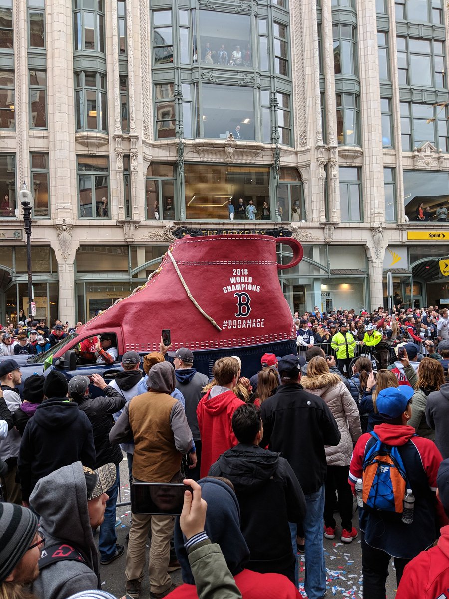 ericdemers's tweet photo. Enjoying the Red Sox World Championship parade outside our office! Go Sox!! #Accreon #RedSox https://t.co/H24ZxgL6iV