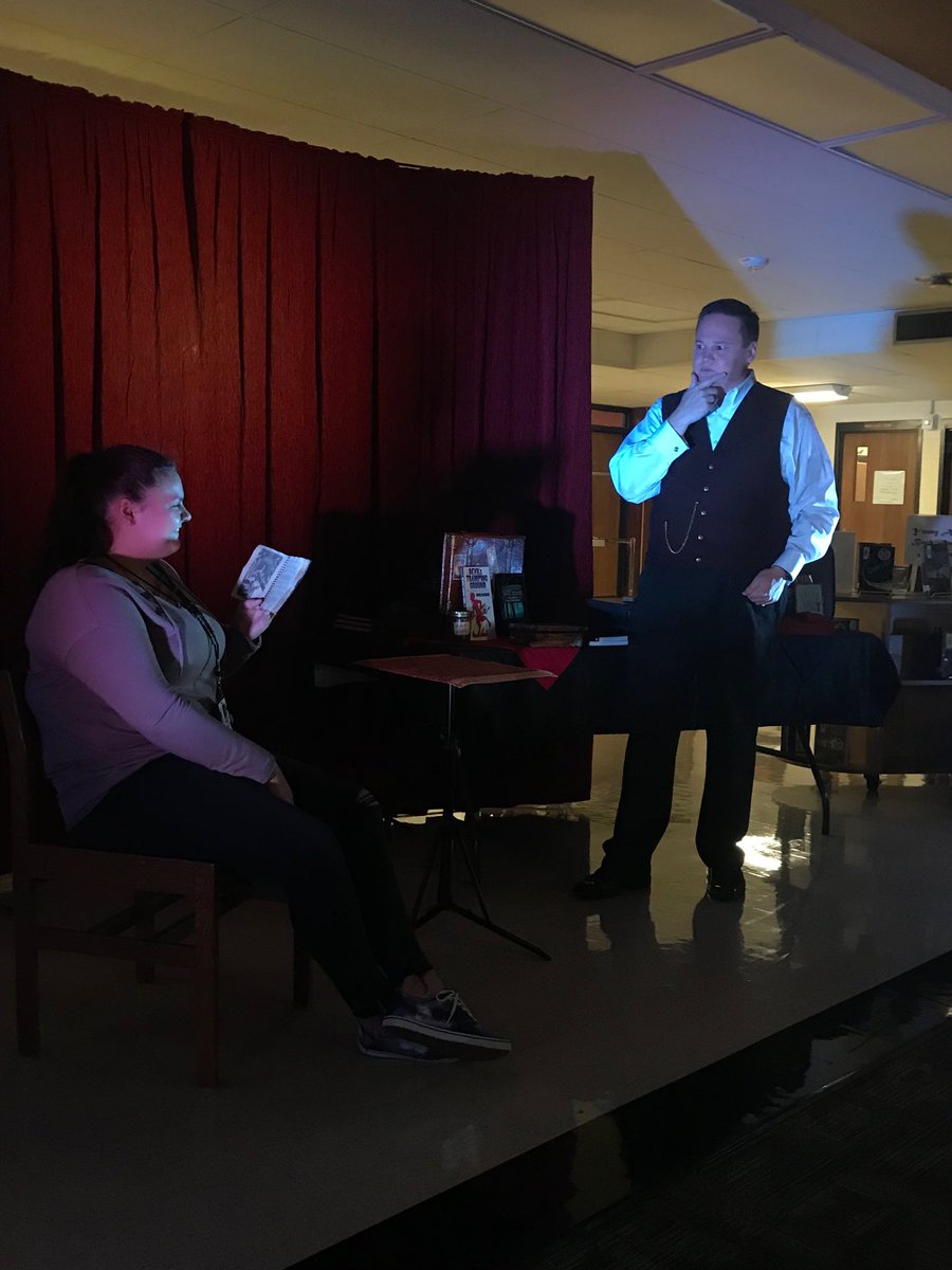rhhsmedia's tweet photo. Scary times in RHHS media center today. Tim Sonefelt scared us with SC ghost tales. https://t.co/0bKM9W6uFk