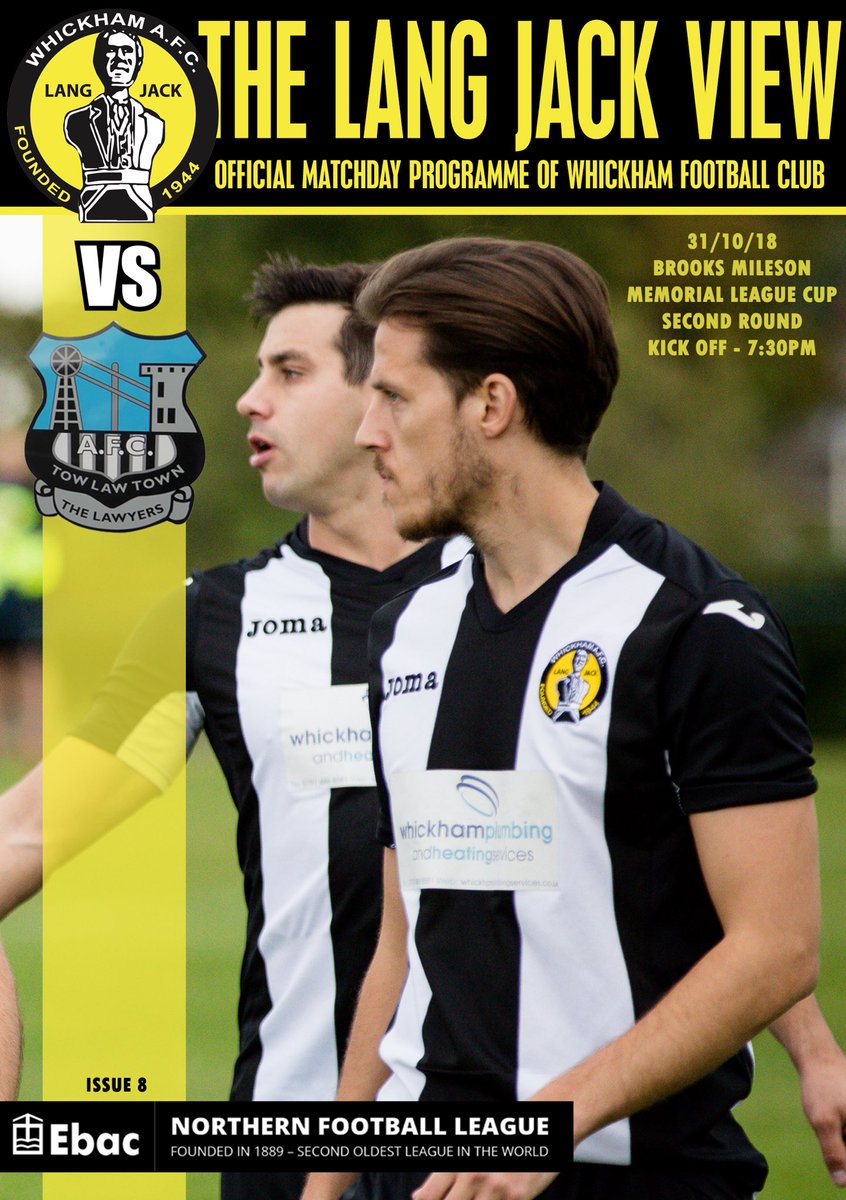 PROGRAMME | Tonight’s front cover of ‘The Lang Jack View’ vs <a href="/Towlawtown/">Tow Law Town AFC #Lawyers</a> features defenders <a href="/John_Martinn/">John Martin</a> &amp; @STEPHENLITTLE8 

Pick up your copy at the gate for £1