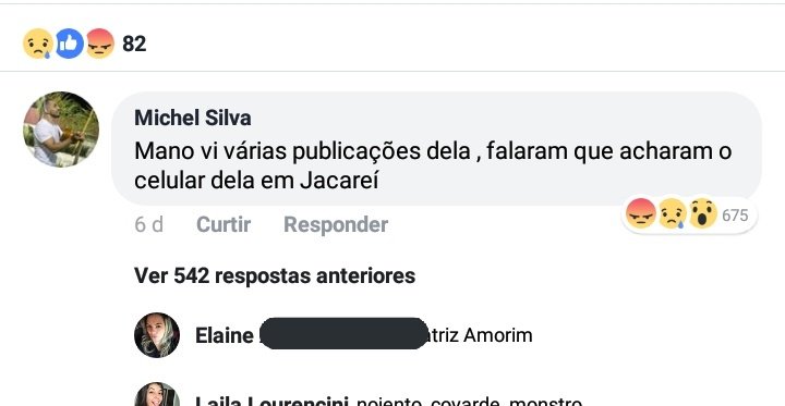 o assassino da rayane      COMENTOU    sobre desaparecimento dela

como se nada

tivesse acontecido

eu to muito indignada, com um monstro desses