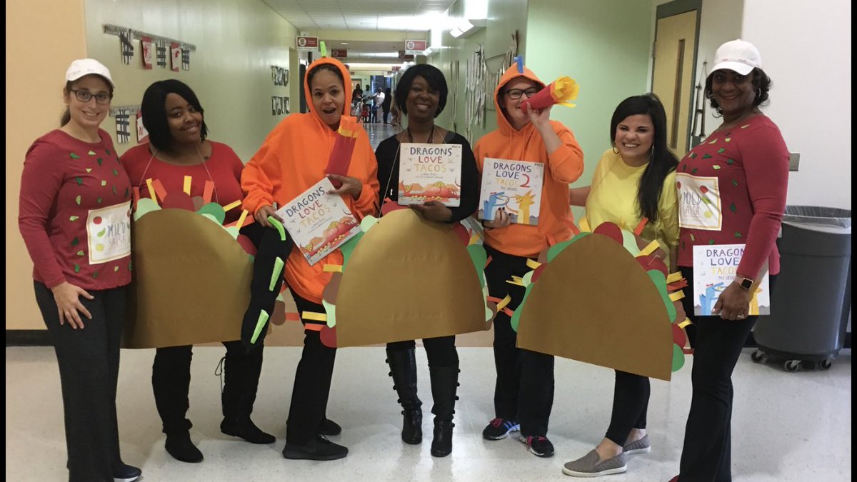 paigekalexander's tweet photo. Book Character Day! Dragons ❤️Tacos! We loved spending the morning reading this silly story to PreK and K! @IsonSpringsES @ISESadmin missing our head dragon @Mr_MadiganISES !! https://t.co/Q4UvM2npwy