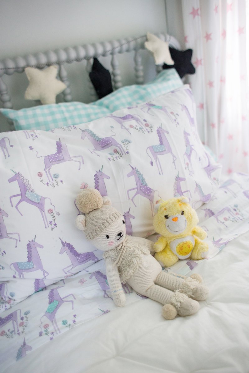 Loving the new fair trade certified bedding in the girls' room from <a href="/PotteryBarnKids/">Pottery Barn Kids</a>! these sheets are so cute! bit.ly/2CSfEZo #sponsored