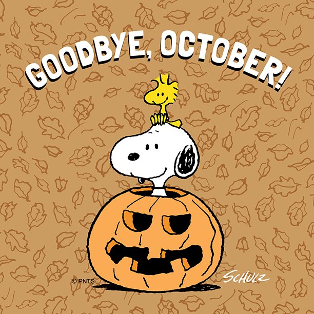 Snoopy's tweet image. So long, October.