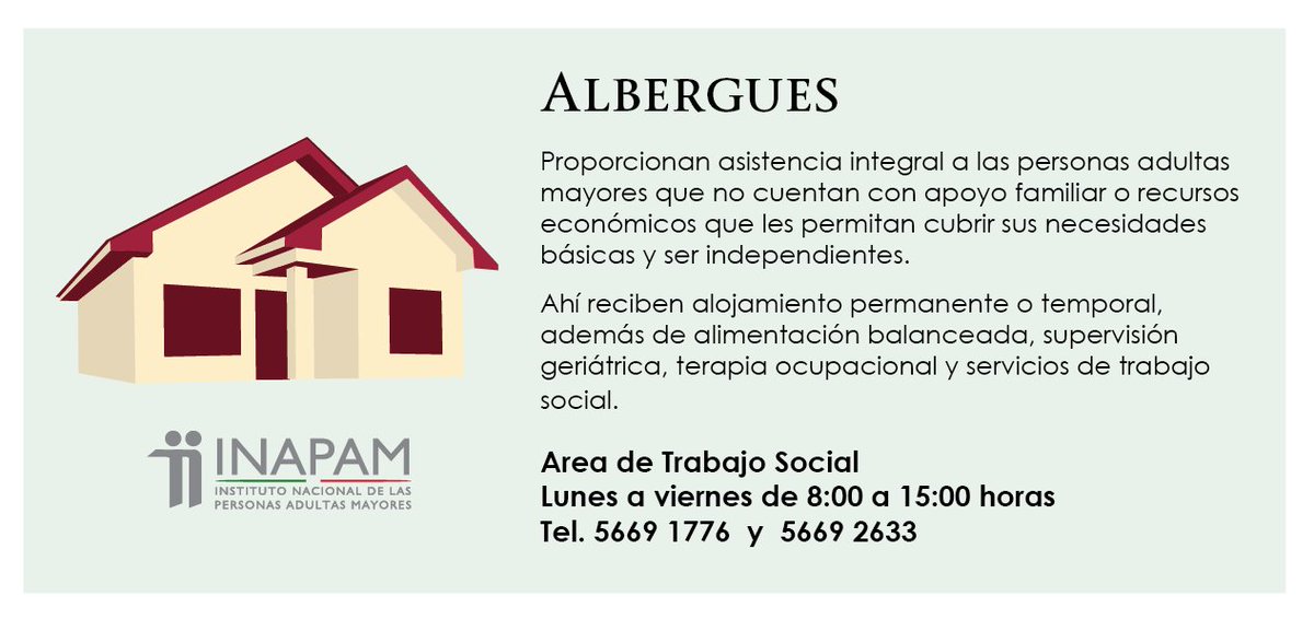 ¿Ya conoces los albergues del <a href="/INAPAM/">INAPAM</a> ? Aquí te contamos sobre ellos 👇🏻👇🏻