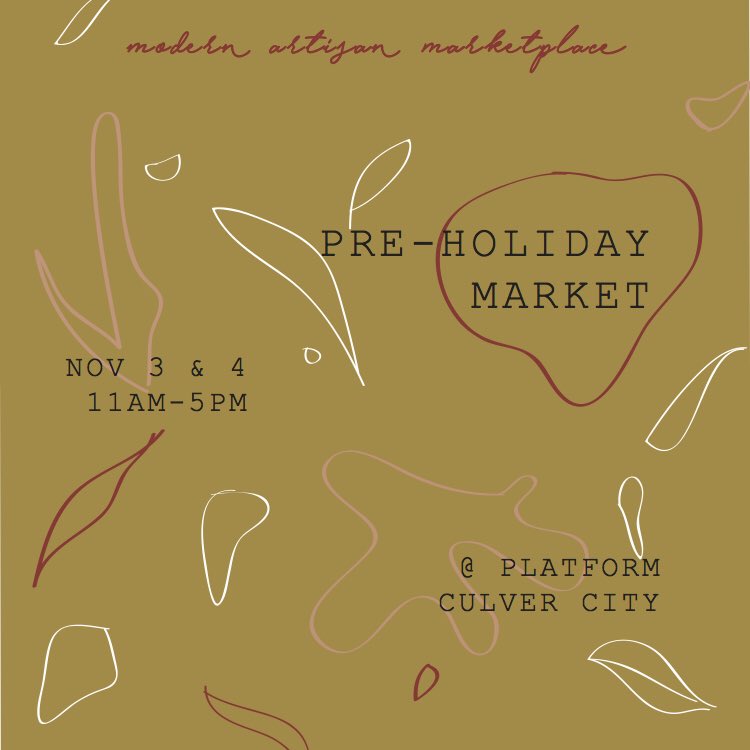we’ll be at <a href="/platform_LA/">Platform</a>  with #MAM this weekend for their pre-holiday popup. come over, say hello and get a head start on your holiday shopping. there’re so many amazing artists this year - can’t wait for this one 💫