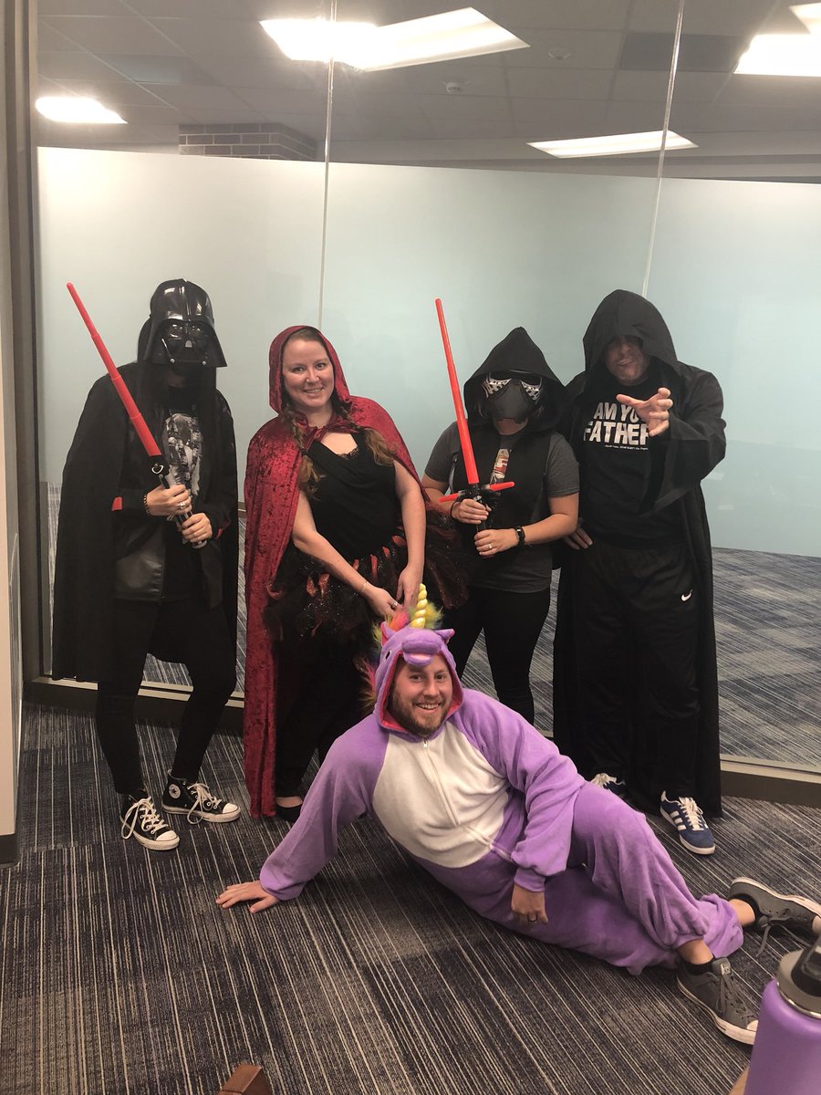 MissRobertson09's tweet photo. Happy Halloween!! Love my #USHistory peeps for dressing up! #Unicorn #StarWars #FloorDoesntMatter #collaboration #ReignCain #Anchored2Cain @KleinSocStudies @KleinCain https://t.co/A6VxCH8b9c