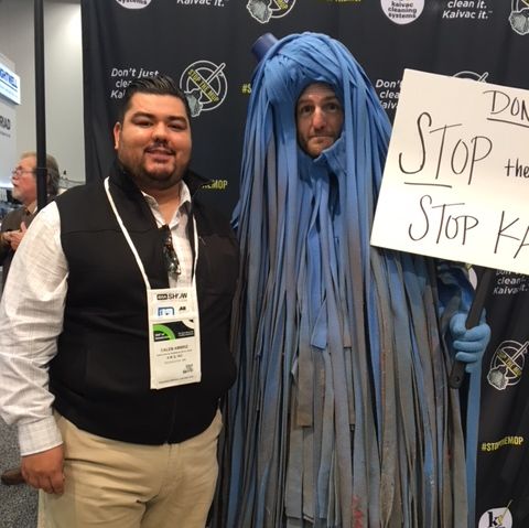 kaivac's tweet photo. Caleb Ambriz from AMQ Inc. hopes to stop the mop in facilities with sensitive flooring. Where do you want to #StopTheMop?
#ISSA2018 https://t.co/F9iwkZU7Ud
