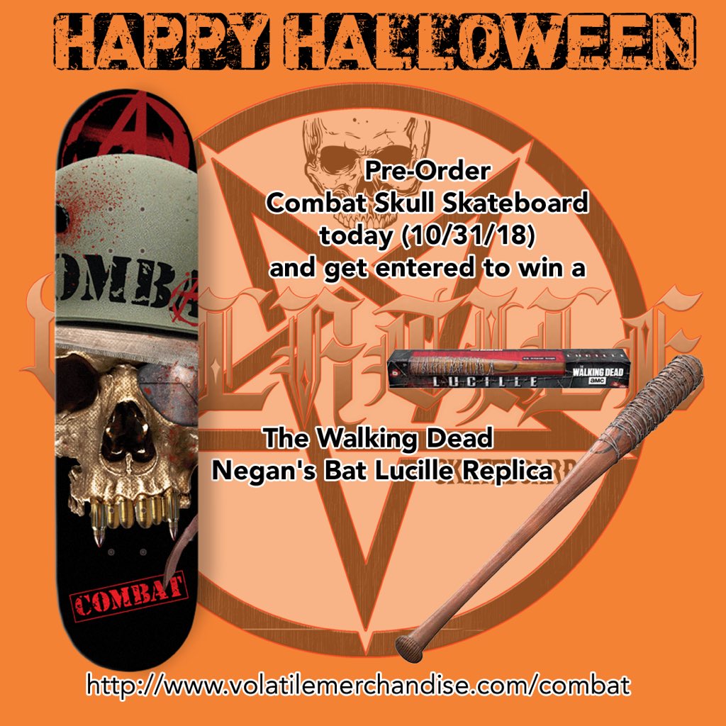 Happy Halloween
.
bit.ly/2Q3BxbX
.
@thomhazaert <a href="/emplabelgroup/">EMP Label Group</a> @davidellefsonbass #walkingdead #negan #lucille #combat #combatrecords #skull #skulls #skateboard #skateboards #skate #thrash #thrasher #metal #thrashmetal #skateboarder