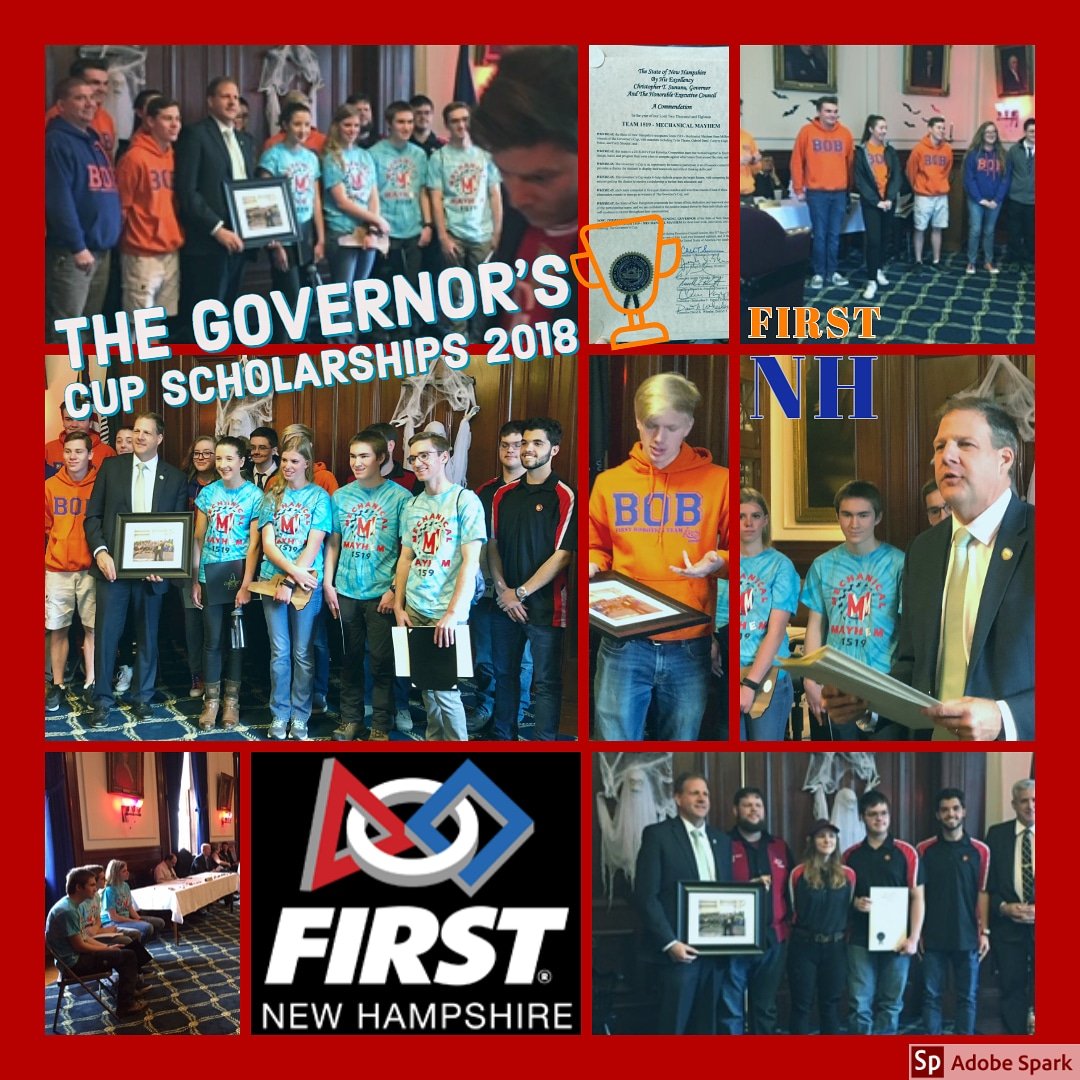 first_nh's tweet photo. Today @ChrisSununu recognized our 2018 #GovCupNH winners at the #NH State House to kickoff #TechnologyMonth by presenting their scholarships! Thank you to @FRC319 @FRC1519 and @FRC1247.
#STEMsquad #NHSTEMsquad #603pride #morethanrobots #WeAreNE #FIRSTLikeAGirl #FIRSTPowerUp2018 https://t.co/9JznSiILX1