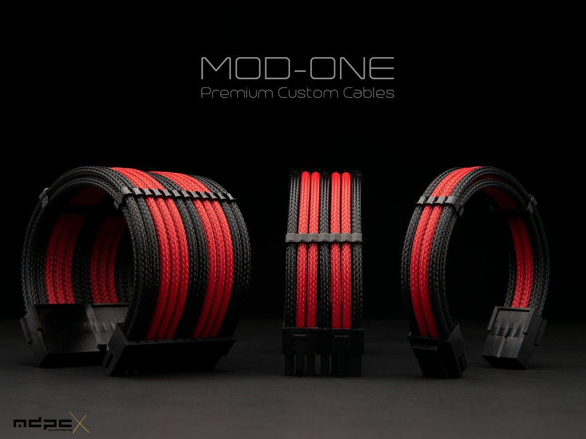 MOD1PC's tweet image. Another classic Black and Red 20cm M1 extension set!! Featuring MDPC-X Blackest-Black and Italian-Red. Order yours today! mod-one.com/custom-pc-cabl… #PCMR #MODONE