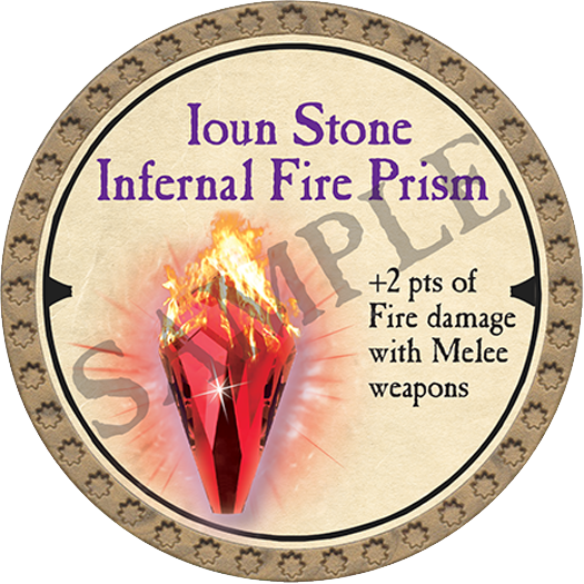 truedungeon's tweet photo. Pre-orders for 2019 tokens begin Tomorrow!
One of this year's UR tokens is Ioun Stone Infernal Fire Prism: It flame-ifies your melee weapons &amp; deals +2 damage.
Get any current UR token w/every $250 token order.
https://t.co/AjJ2zN2aGl
#TrueDungeon #TDToken https://t.co/Sw5sZrCFYZ