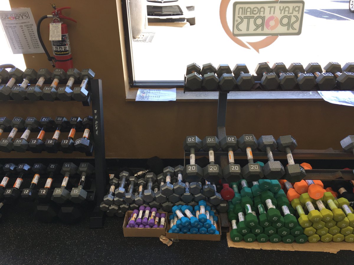 PIASRaleigh's tweet photo. Restocked with weights!! Hex dumbbells, neoprene dumbbells, and even weight sets!! Don’t forget to bring in your gentle used sport and fitness equipment you are no longer using.
#webuyused https://t.co/hW3KG5D8SA