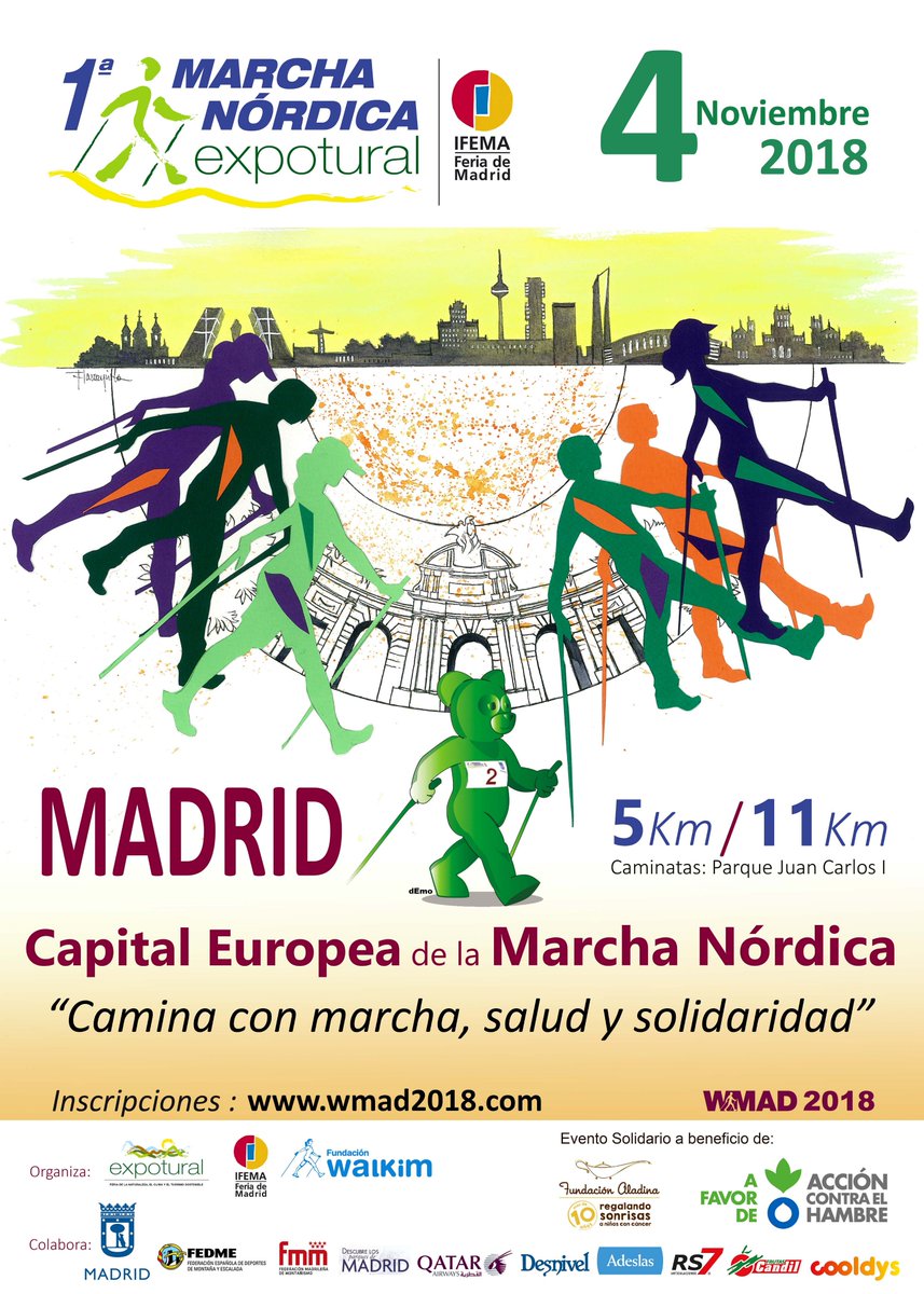 La <a href="/walkimmad/">WMAD2018</a>, no solo es un evento deportivo, también solidario. Este año se caminará a favor de la FUNDACIÓN ACCIÓN CONTRA EL HAMBRE y FUNDACIÓN ALADINA. Una oportunidad para que deporte, salud y solidaridad avancen  de la mano. #FeriaExpotural <a href="/Acontraelhambre/">Acción contra el Hambre España</a> <a href="/FundAladina/">Fundación Aladina</a>