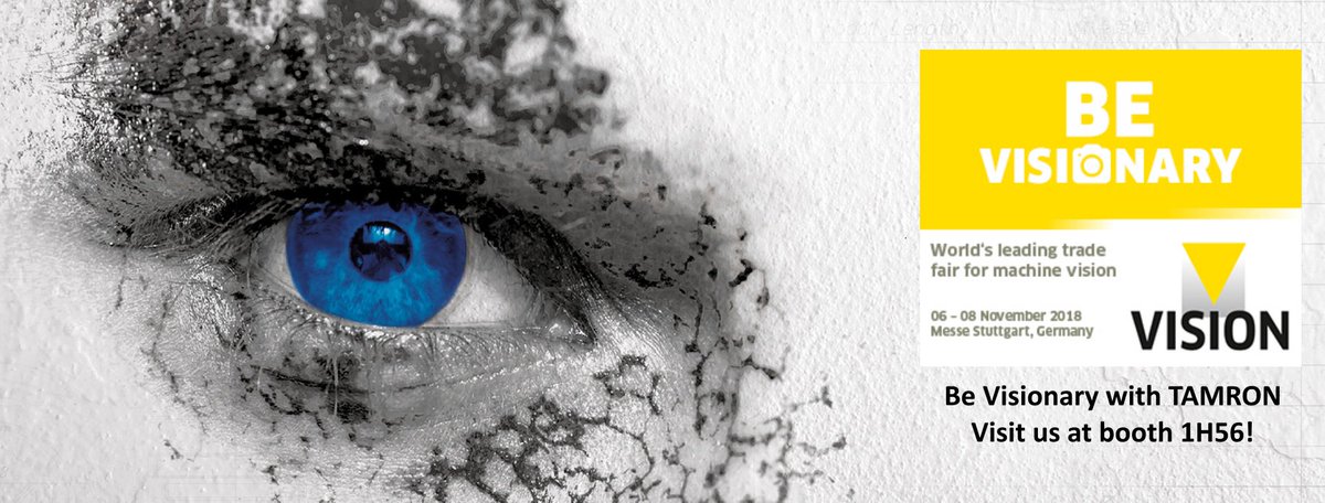 #BeVisionary with #TAMRON: Get to know latetest #MachineVision #lenses and block #cameras incl. zoom and with vibration compensation or global shutter CMOS sensors. Make sure booth 1H56 is on your agenda for your visit of VISION next week in Stuttgart: messe-stuttgart.de/vision/besuche…