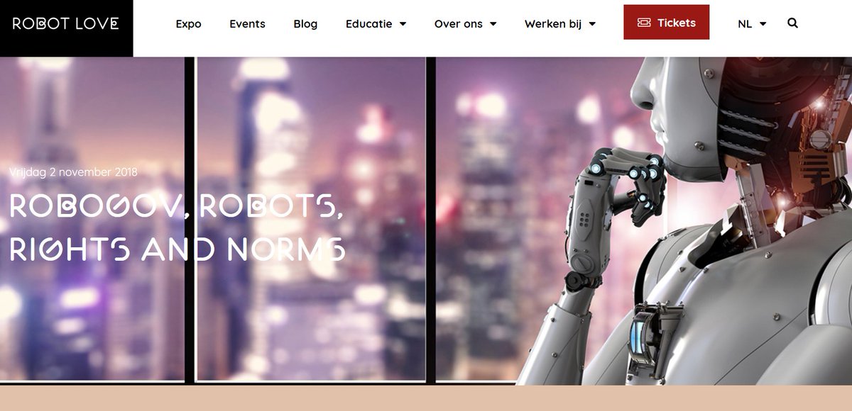 Een speciaal evenement over Robots &amp; Recht - deze vrijdag 2 november in Eindhoven. Met Paul Verschure, Madeleine de Cock Buning, Janneke Gerards, Albert Meijer, en Lucky Belder <a href="/UURechten/">Rechtsgeleerdheid Universiteit Utrecht</a> <a href="/UUGlobe/">Centre for Global Challenges</a> robotlove.nl/event/robogov/
