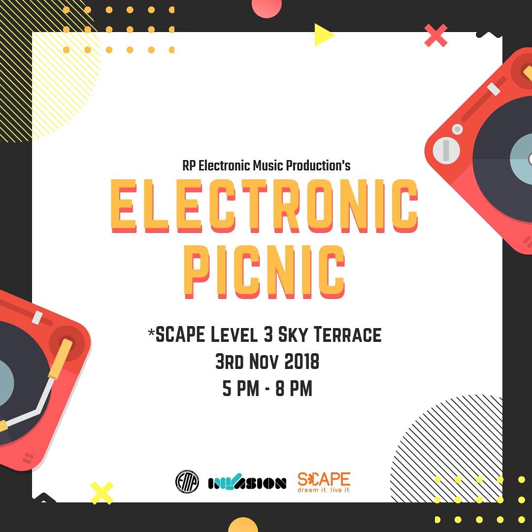 rp_EMP's tweet photo. EMP Presents in collaboration with *SCAPE: Electronic Picnic 
Food and drinks will be provided on a first come first serve basis!
Our very own junior DJs will be spinning chill beats so come on down and relax with us! https://t.co/xyanWRRGEc