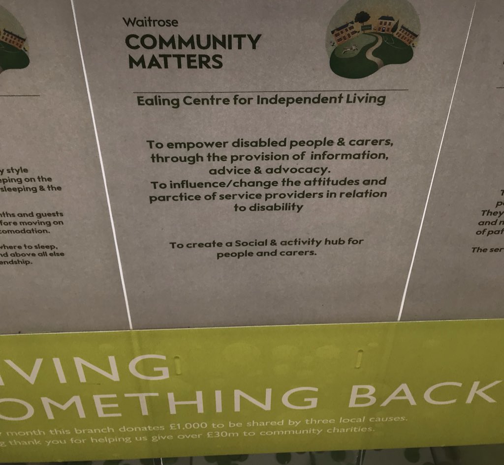 Another way to help the <a href="/EalingShopmo/">Ealing Shopmobility</a> <a href="/EALINGCIL/">ECIL</a> <a href="/Openealing/">OPEN Ealing</a> campaign is to drop your green token into the ECIL slot at <a href="/waitrose/">Waitrose & Partners</a> #WestEaling ‘Community Matters’ #EalingBizExpo #chosencharity #meettheexhibitors