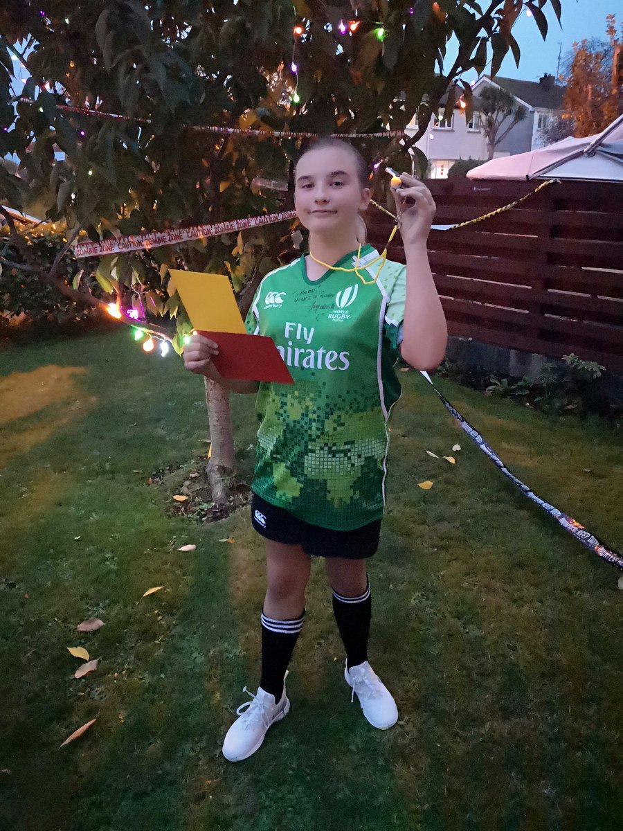 jenniescanlan78's tweet photo. And for one night only, Ruby becomes @JoyNevilleRef with a very cool jersey courtesy of the woman herself. Heroes don't always wear capes...sometimes they wear jerseys and blow a whistle😍😍 @20x20_ie https://t.co/cOYDVErUoK