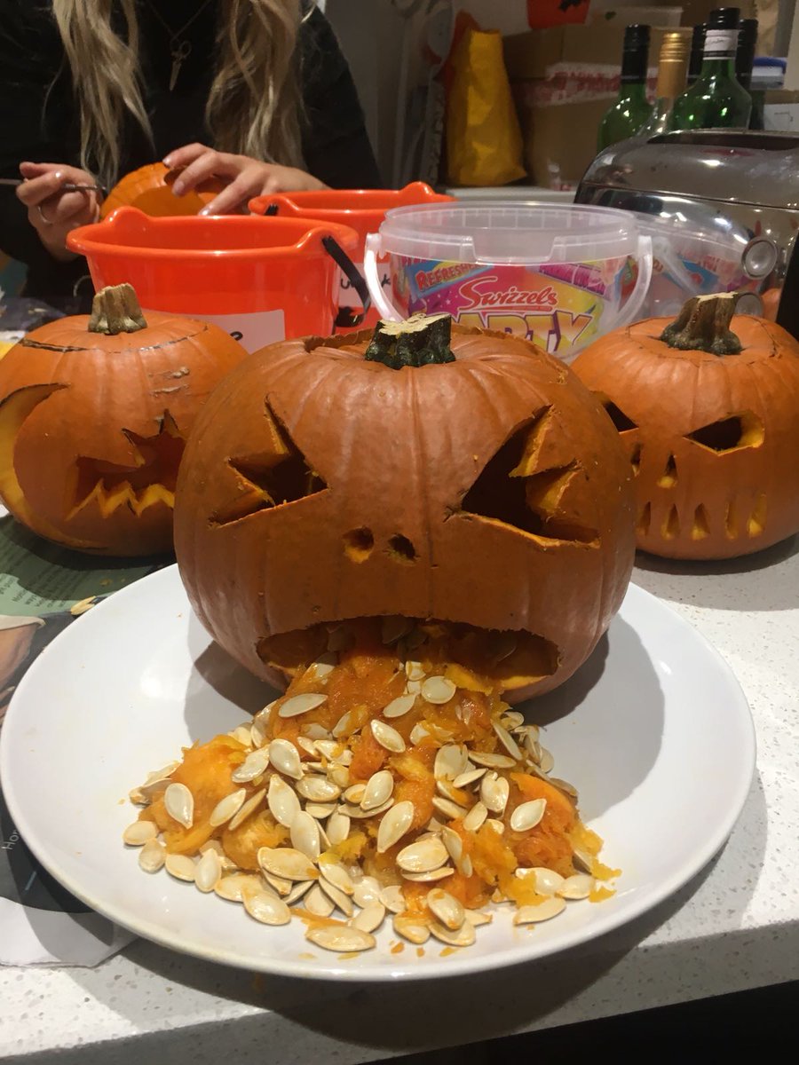 clive_agency's tweet photo. The Clive and @FIRST_events Halloween pumpkin carving competition reached peak fierceness earlier today, luckily our office trick or treater Danelle had a devilish spread for those creepy carvers!

#HappyHalloween #jackolantern https://t.co/fCakVAht8c
