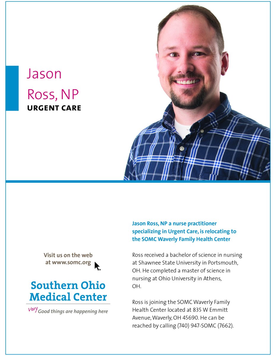 Jason Ross, NP is now seeing patients at the SOMC Waverly Family Health Center!