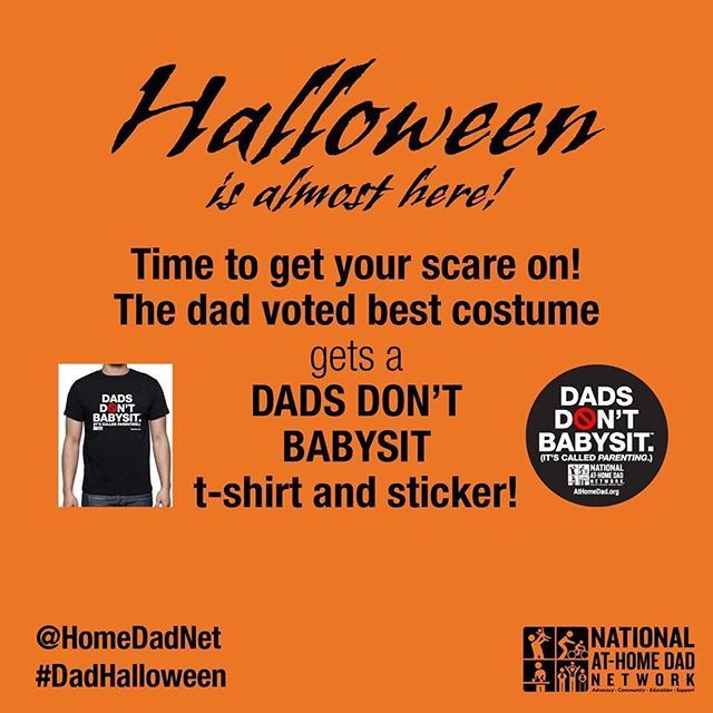 PDXDadsGroup's tweet photo. Hey Dads. Show us your best Halloween costume and you can win a Dads Don’t Babysit shirt from the National At-Home Dad Network.  Just use the use tag @homedadnet and use the Hashtag #dadhalloween to be entered to win! https://t.co/flt82jzqn0 https://t.co/JEEUdmaY4H