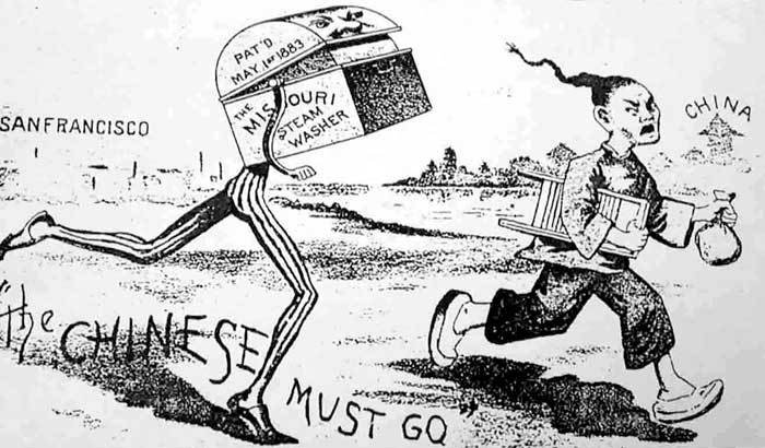 31) Asians were also the targets of eliminationism. First came the Chinese, who were first to arrive in the West with the railroad crews that crossed the continent. Inevitably they became targets of nativists, many of them involved in labor unions, who saw them as competition.