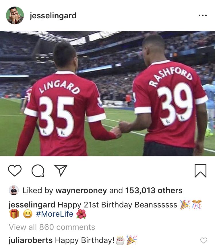 Witnessed today Julia Roberts wish Marcus Rashford a happy birthday via Jesse Lingard. 2018 what a strange year 