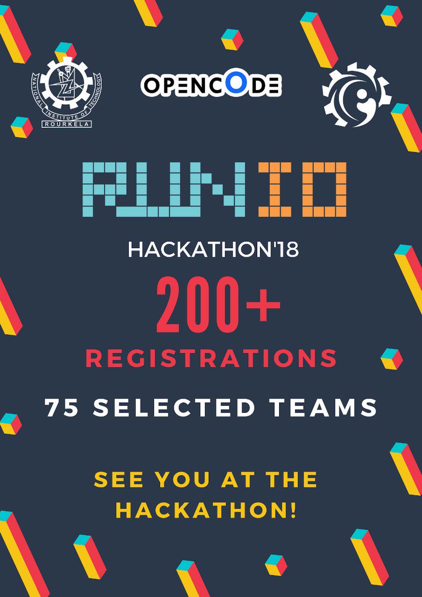 hacknitr's tweet photo. Congratulations to the teams who have made it this far! See you guys at NIT Rourkela on 3rd and 4th November! Happy Hacking! #runiohackathon #innovision @innonitr https://t.co/yJ5sEeFvu7