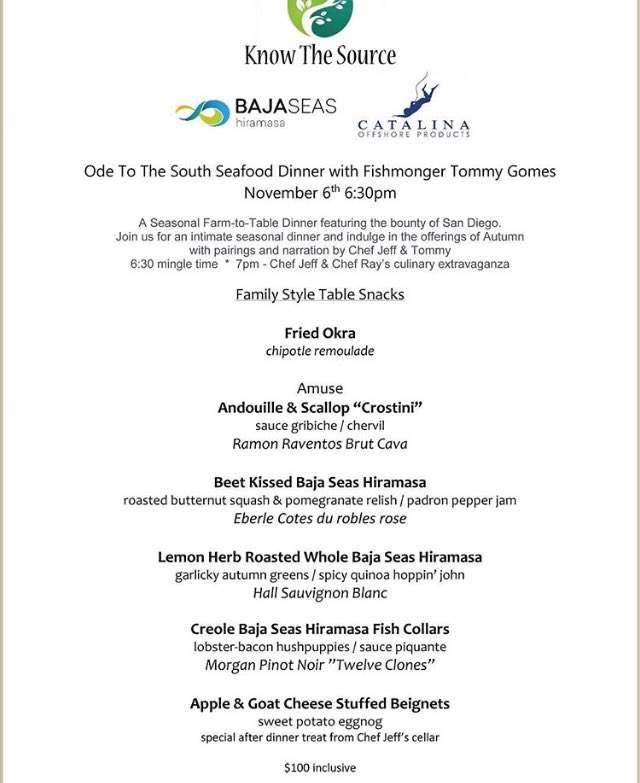 TerraSD's tweet image. 3 spots left for our intimate #knowthesource dinner with our Chef &amp;amp; @SDfishmonger from @CatalinaOP   Call or email today to reserve your spot!