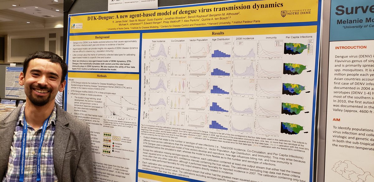 IDMOD_ORG's tweet image. We at IDM love to collaborate, as public health research often requires multiple perspectives. Excellent work on dengue from James Soda in the Perkins Lab at @NotreDame, using the dengue features they contributed to #EMOD. #TropMed18 #MathematicalModeling #dengue