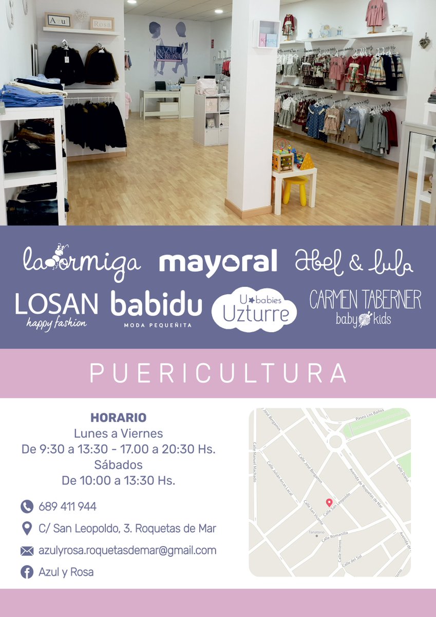 workingdisenio's tweet photo. #Flyers para nuestras amigas de Azul Y Rosa podéis encontrar toda la #ModaInfantil para los más pequeños con las mejores marcas del mercado. #laormiga #Mayoral #AbelyLula #Losan #Babidu #Uzturre #CarmenTaberner #Puericultura C/ San Leopoldo, 3. #RoquetasdeMar #Almeria #Halloween https://t.co/MfCRbzNJaq