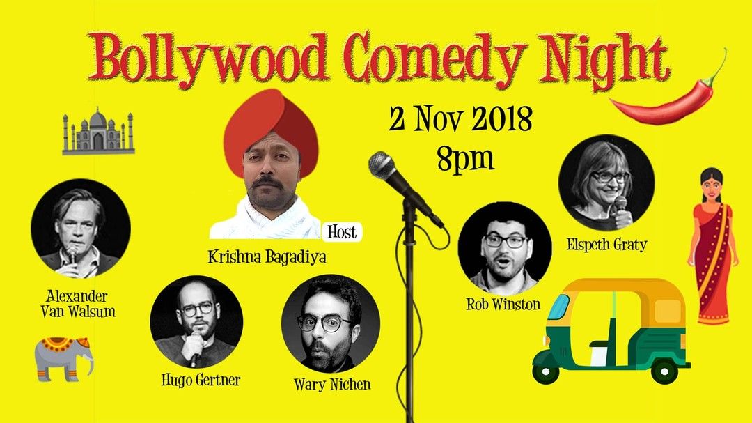 PromoteComedy's tweet photo. Bollywood Comedy Night 
@BohemeduTertre 8pm Friday 2nd Nov
Book tickets today https://t.co/9fyIT0NpuT
With @krishnabagadiya @alexvanwalsum #HugoGertner @WaryNichen @rob.winston 
#standupcomedy #livecomedy #comedy #comedytickets #livecomedyshow #comedian #comedians #comedywoman https://t.co/YGlKD57JMx