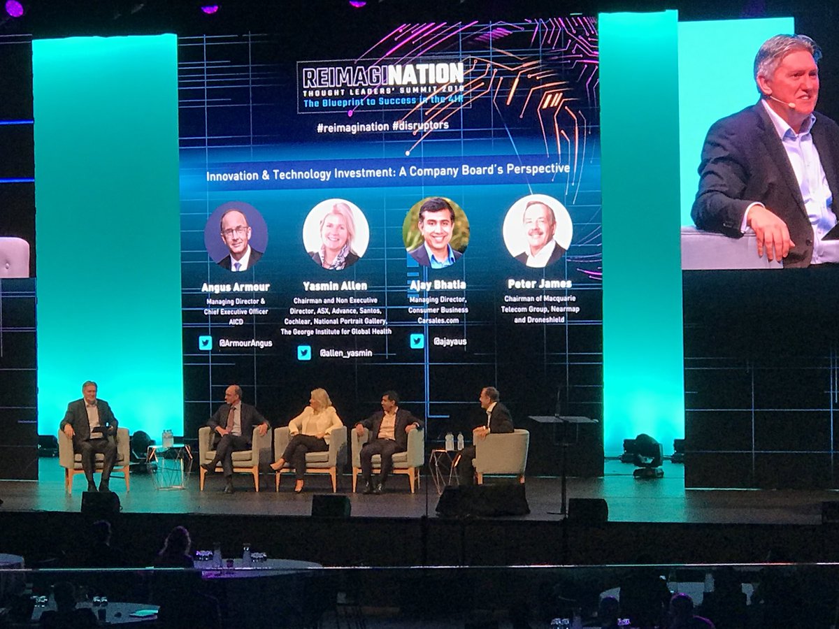 First panel of the day on Innovation &amp; Technology Investment: A Company Board’s perspective with @adjohnsonACS @ArmourAngus <a href="/allen_yasmin/">Yasmin Allen</a> <a href="/AjayAus/">Ajay Bhatia</a> &amp; Peter James. #reimagination <a href="/ACSnewsfeed/">ACS</a> #SEARCCmember