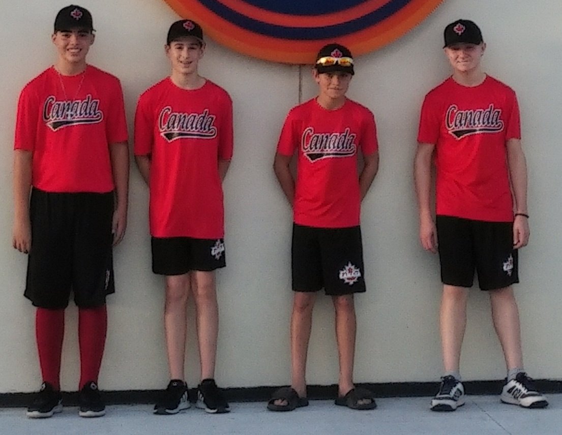 G_D_Johnson's tweet photo. Ash, Liam, Chazz, Rocky repping @EtobicokeRanger at #WCPB Int'l Baseball Tourney in Palm Beach #GoCanada https://t.co/aJSupQCWje
