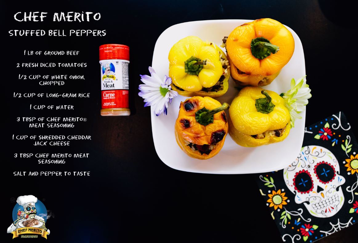 ChefMerito's tweet photo. Celebrate the first day of #Diadelosmuertos with #ChefMerito's Scary Good #StuffedBellPeppers ! Tweet us what your cooking for #Diadelosmuertos! https://t.co/OMuNXoBoUG