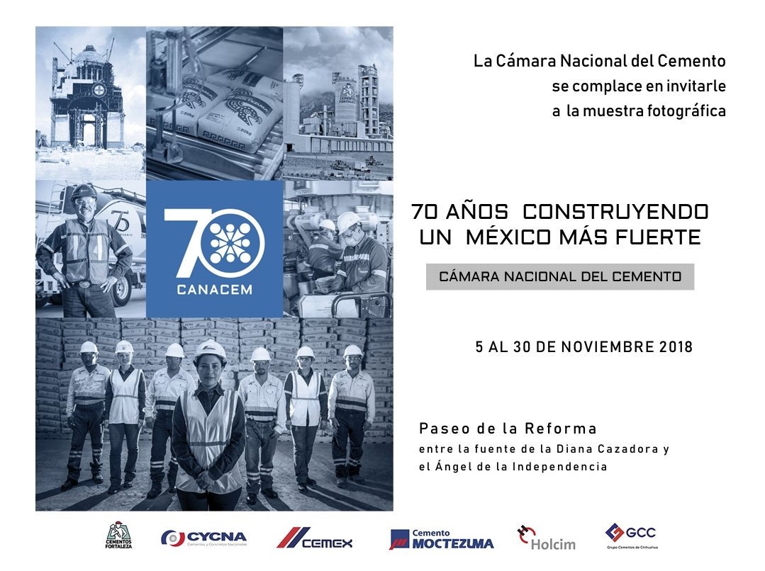 Canacem_Mx's tweet photo. Como parte de los festejos de nuestro 70 aniversario, los invitamos a disfrutar de la muestra fotográfica "CANACEM: 70 AÑOS CONSTRUYENDO UN MÉXICO MÁS FUERTE" a partir del próximo lunes y hasta el 30 de Noviembre en el PASEO DE LA REFORMA.
#70CANACEM https://t.co/l5bloXGT9g