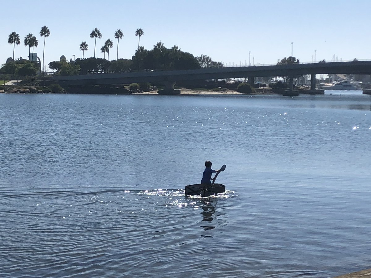 wanderlust4's tweet photo. True assessment in San Diego Bay - cardboard flotillas @hightechhigh #cardboardcreations https://t.co/DN78HxP6w7